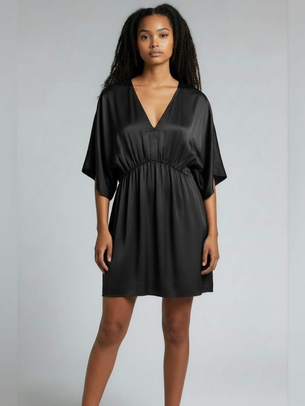 Frank & Oak Black Satin Mini Dress SZ S